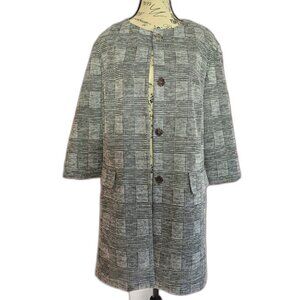 Jones New York Glen Plaid Coat Blazer – Size Large, Black and White